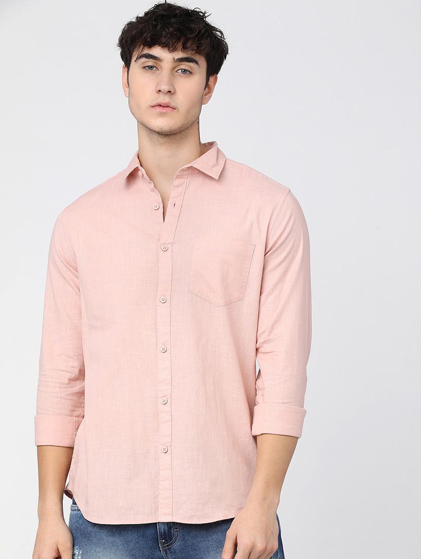 men collared solid casual shirt