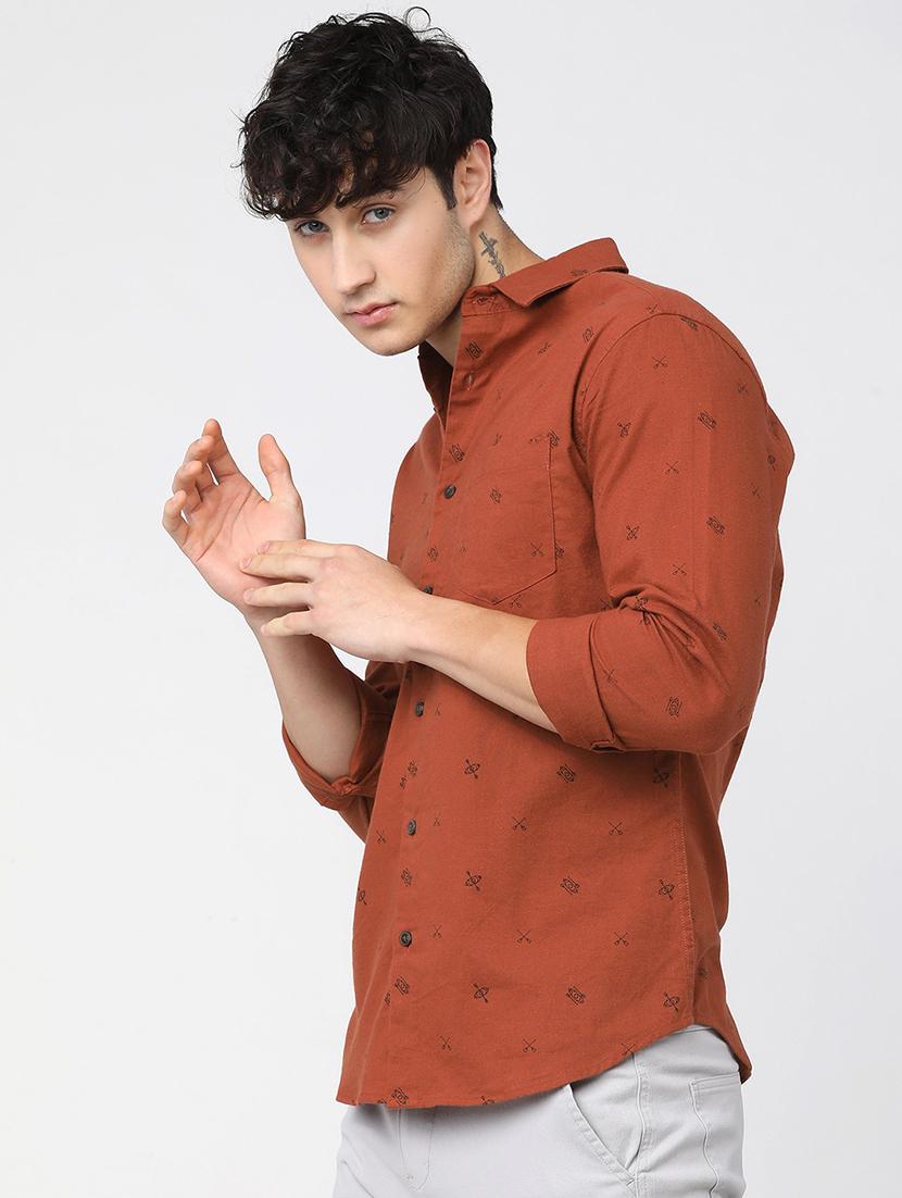 men collared printed casual shirt - 21487630 - Standard Image - 1