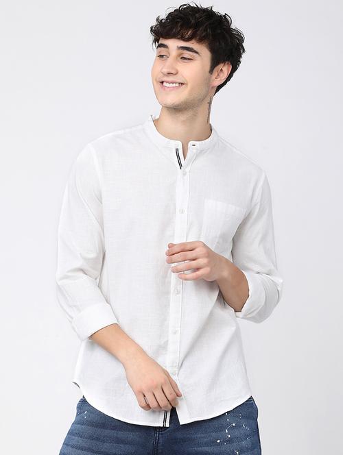 men white regular fit solid casual shirt - 21487637 - Standard Image - 0