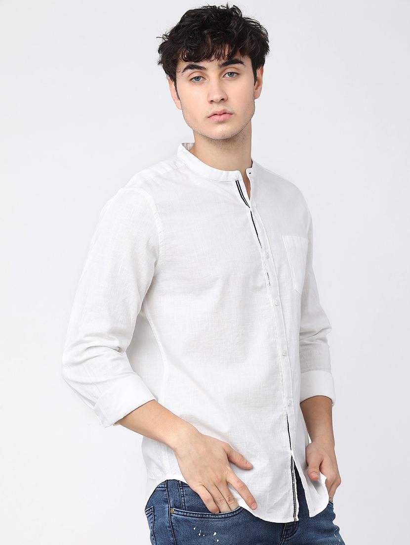 men white regular fit solid casual shirt - 21487637 - Standard Image - 1