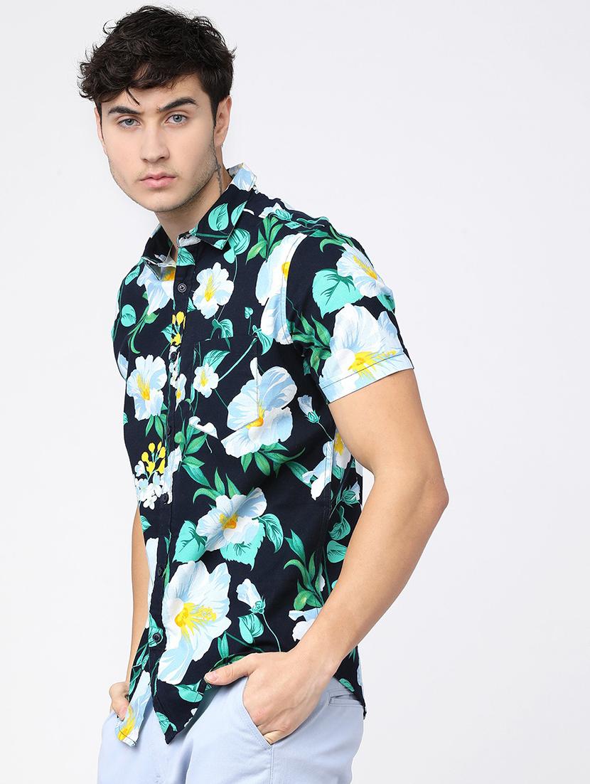 men collared floral printed casual shirt - 21487641 - Standard Image - 1