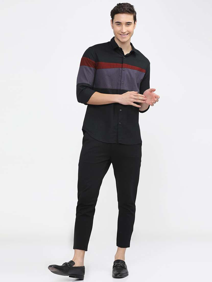 men collared color block casual shirt - 21487643 -  Standard Image - 4