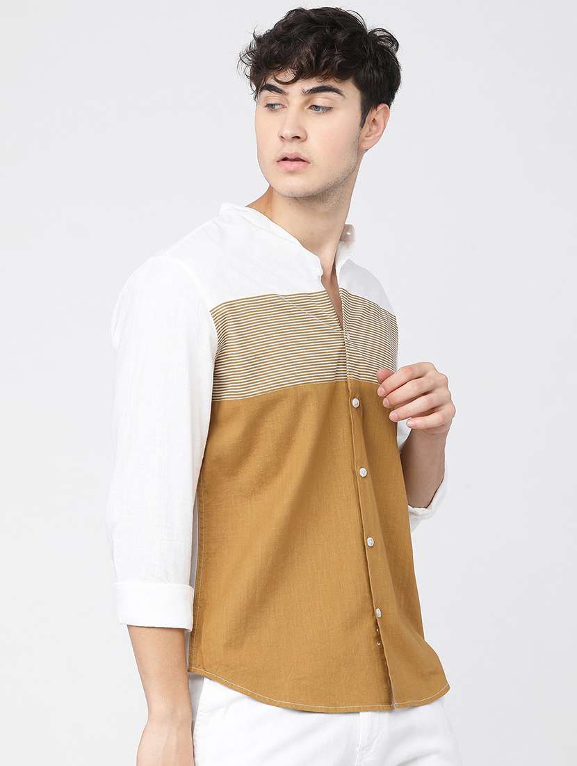 men collared color block casual shirt - 21487645 -  Standard Image - 1