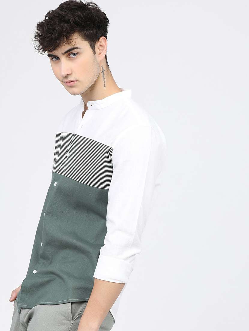 men collared color block casual shirt - 21487647 -  Standard Image - 1