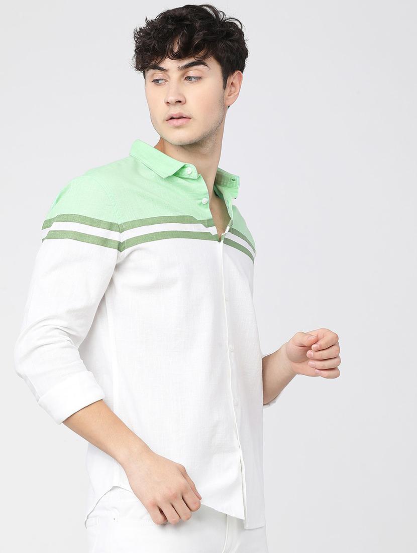 men collared color block casual shirt - 21487649 -  Standard Image - 1