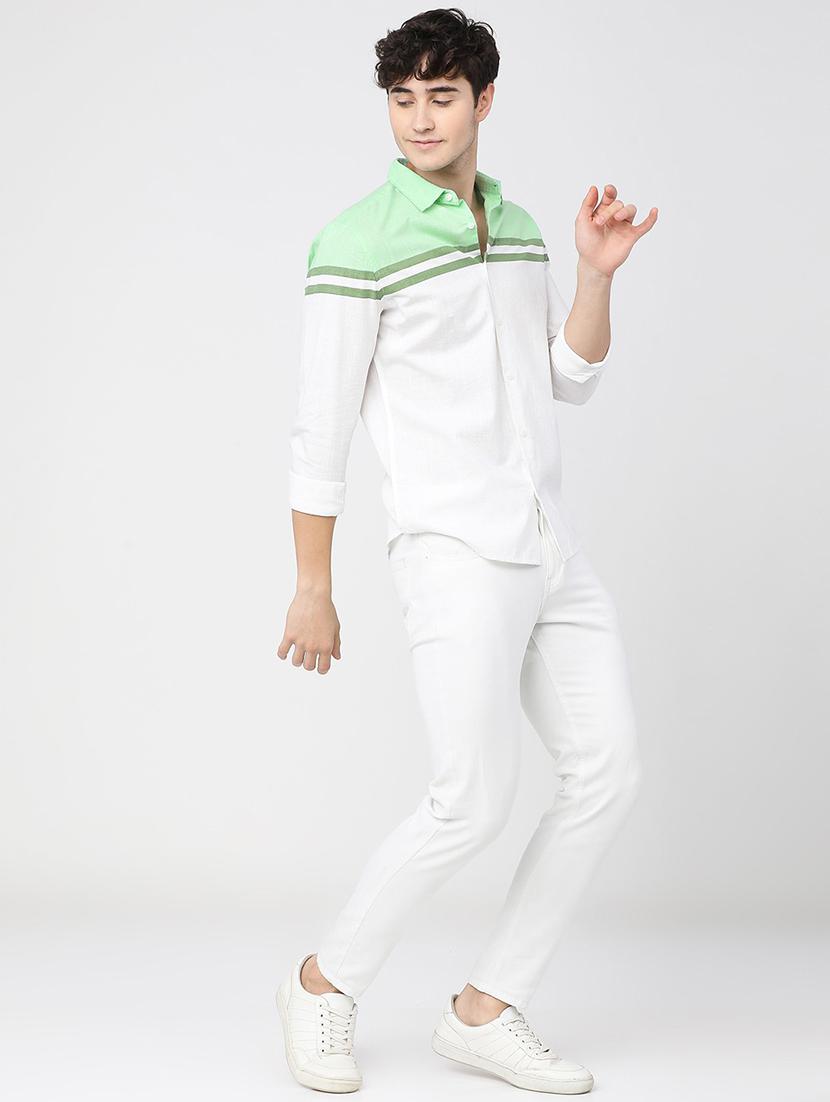 men collared color block casual shirt - 21487649 - Standard Image - 4
