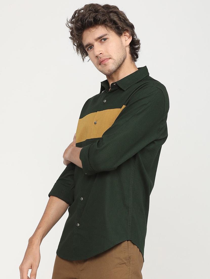 men collared color block casual shirt - 21487650 - Standard Image - 1