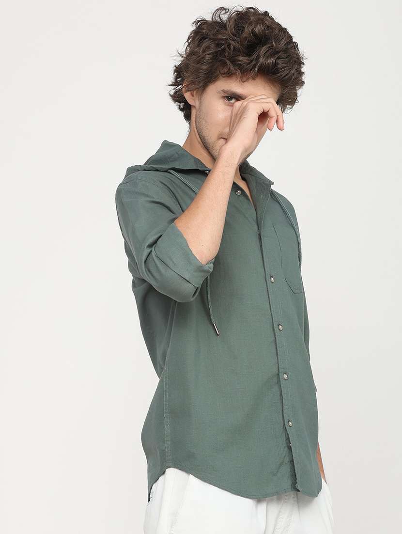 women hooded solid casual shirt - 21487653 -  Standard Image - 1