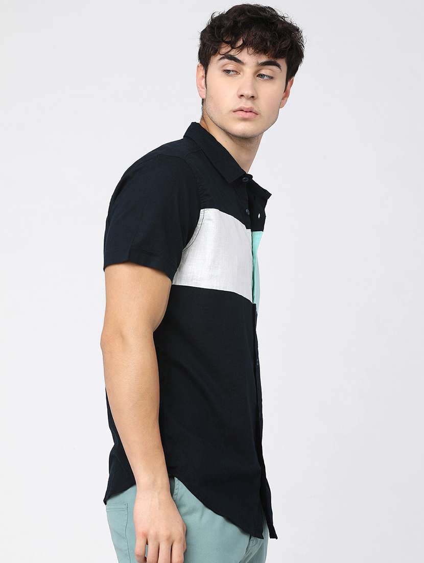 men collared color block casual shirt - 21487654 -  Standard Image - 1