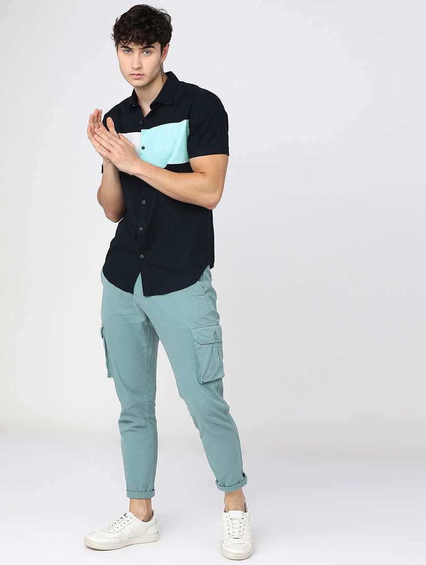men collared color block casual shirt - 21487654 -  Standard Image - 4