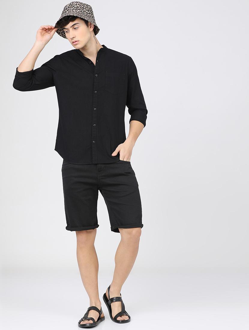 men mandrain neck long sleeves casual shirt - 21487665 - Standard Image - 4