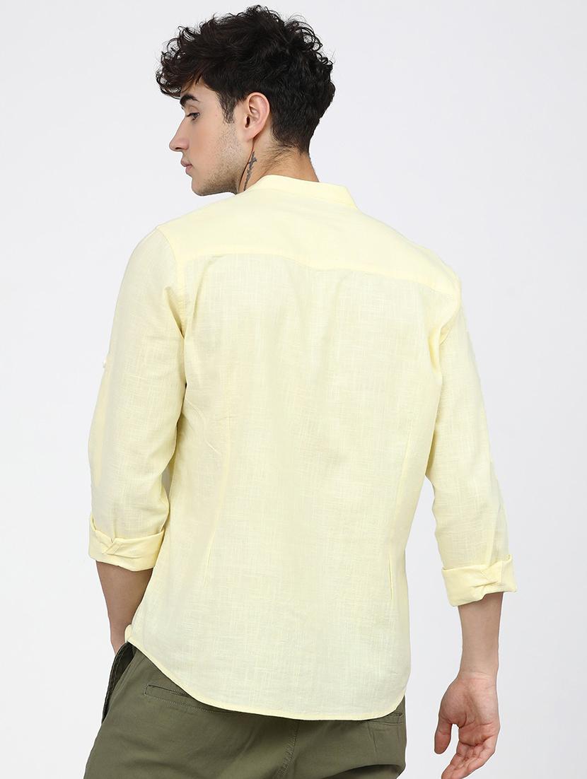 men mandrain collar long sleeves casual shirt - 21487705 -  Standard Image - 1