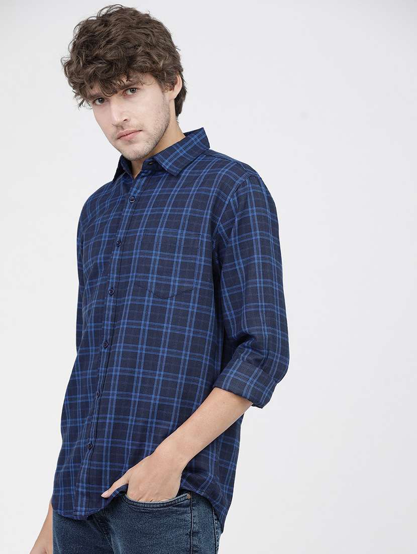 men collared checks casual shirt - 21487755 -  Standard Image - 1
