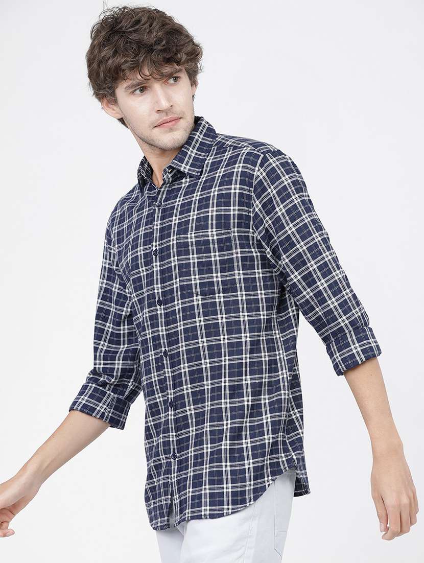 men collared checks casual shirt - 21487756 -  Standard Image - 1