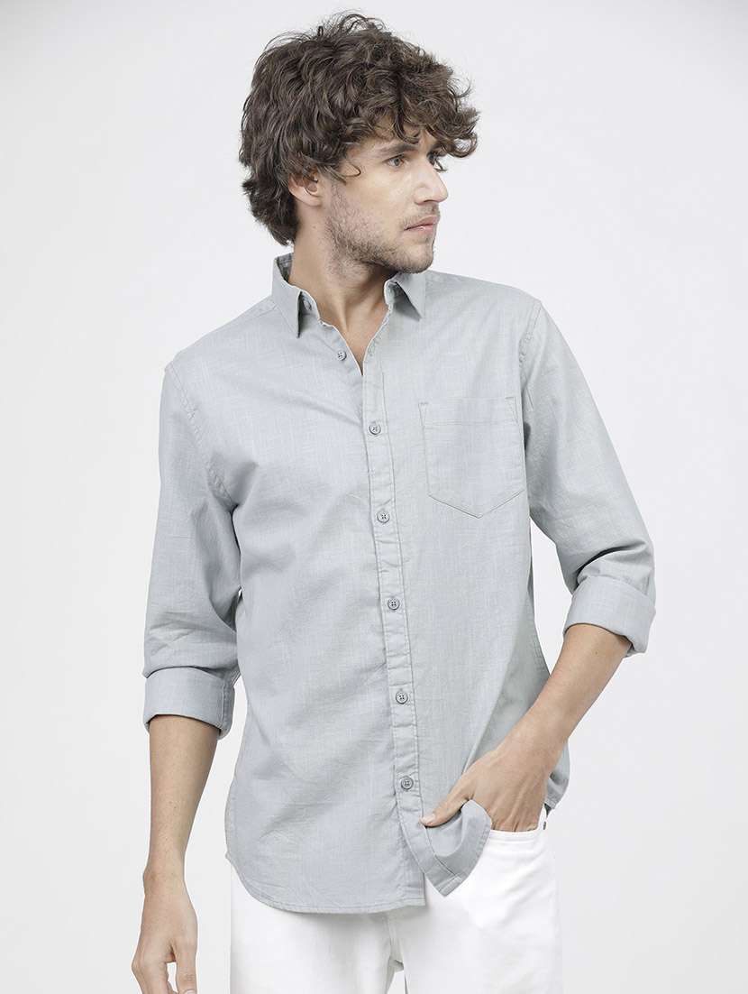 men solids long sleeves casual shirts