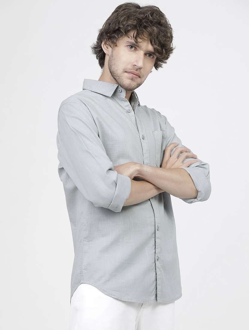 men solids long sleeves casual shirts - 21487766 -  Standard Image - 1