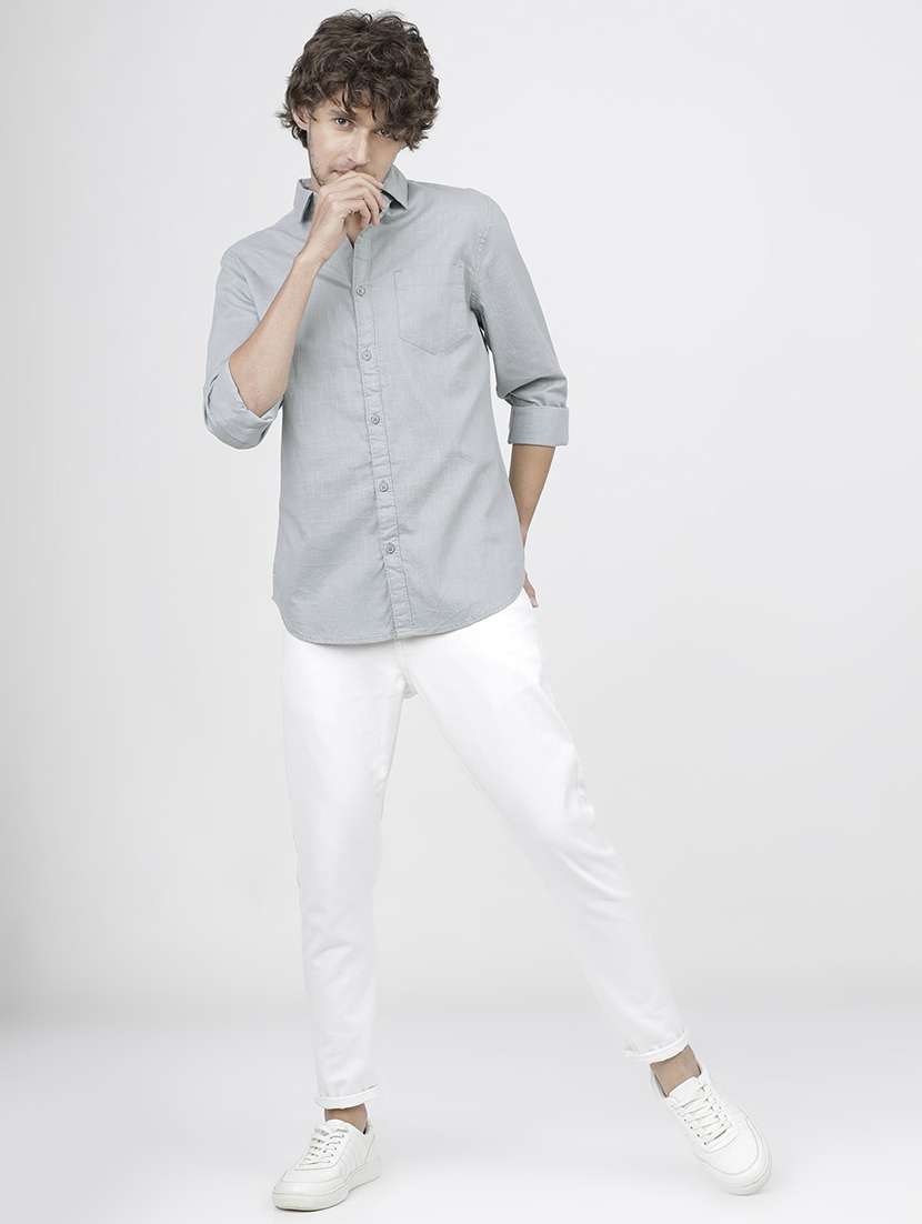 men solids long sleeves casual shirts - 21487766 -  Standard Image - 4