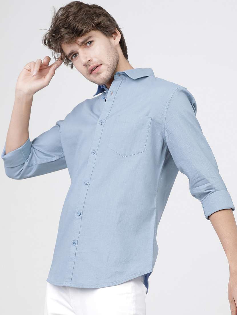men solid long sleeve casual shirts - 21487769 -  Standard Image - 1