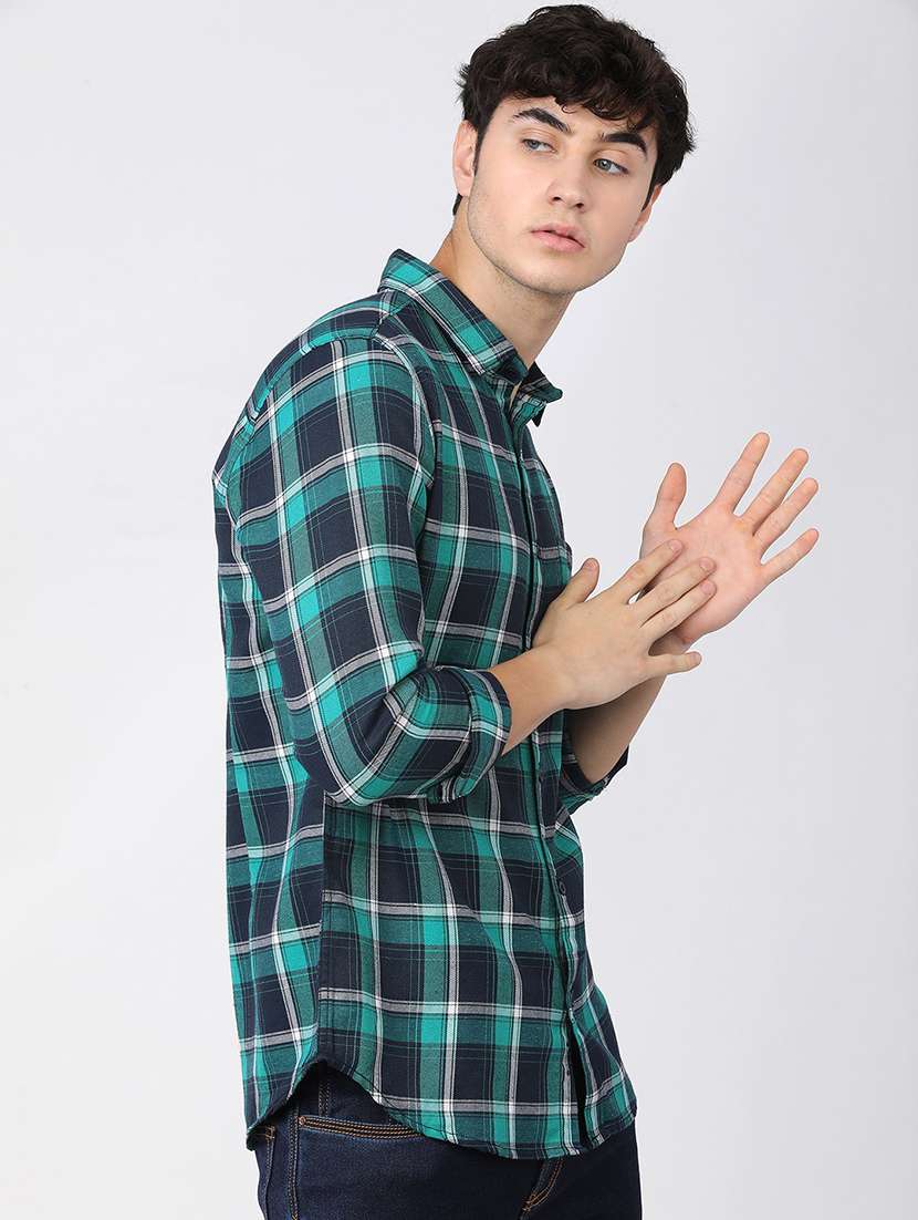 men checkered long sleeve casual shirts - 21487783 -  Standard Image - 1