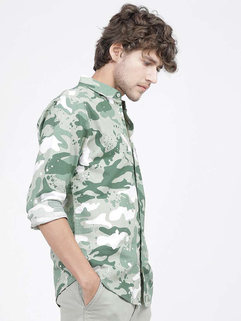 men long sleeved camouflage print casual shirt - 21487790 -  Standard Image - 1