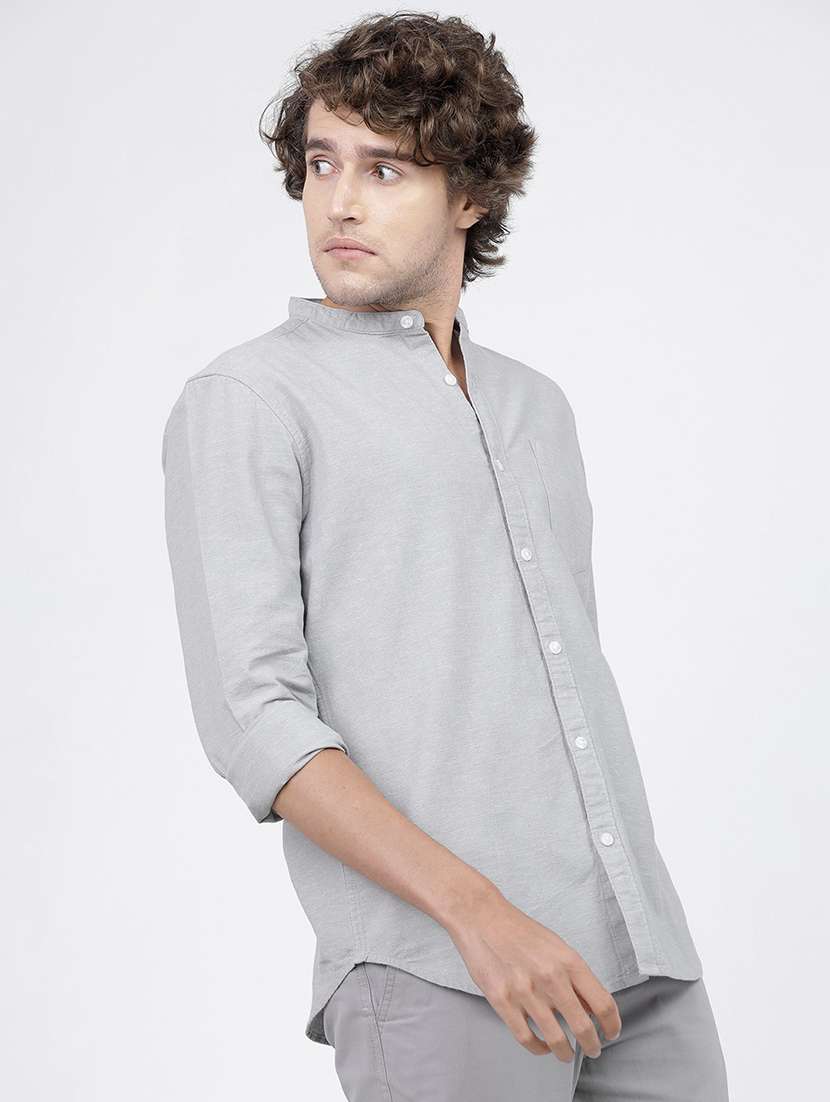 men long sleeved solid casual shirt - 21487794 -  Standard Image - 1