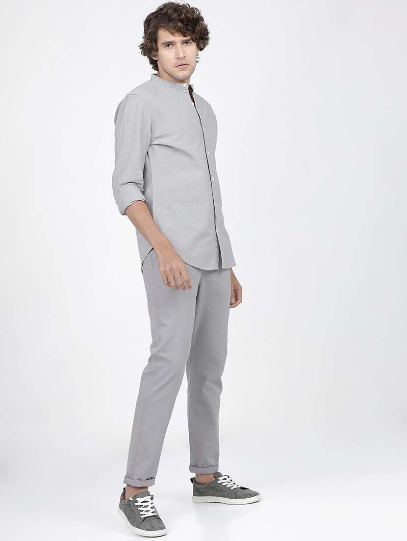 men long sleeved solid casual shirt - 21487794 -  Standard Image - 4