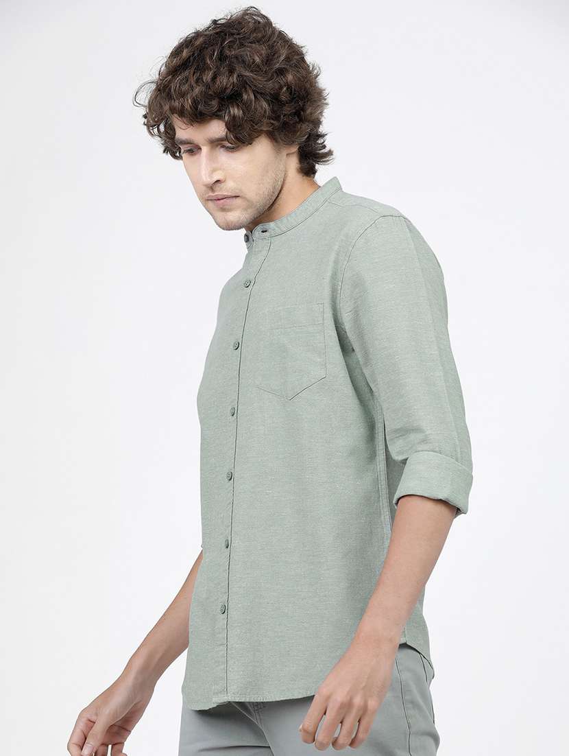 men long sleeved solid casual shirt - 21487795 -  Standard Image - 1