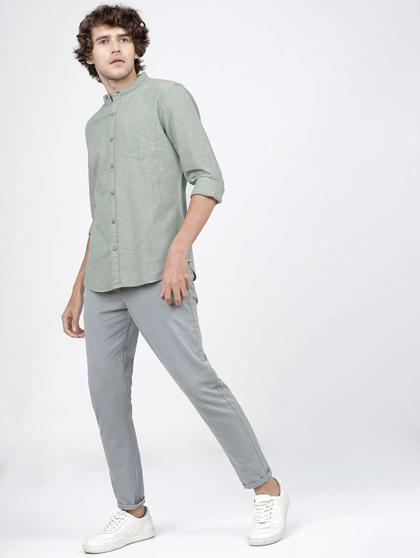men long sleeved solid casual shirt - 21487795 -  Standard Image - 4