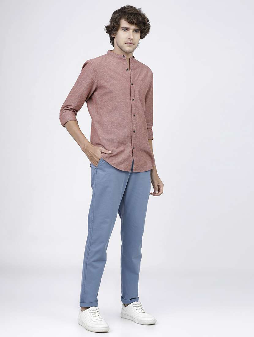 men long sleeved solid casual shirt - 21487796 -  Standard Image - 4
