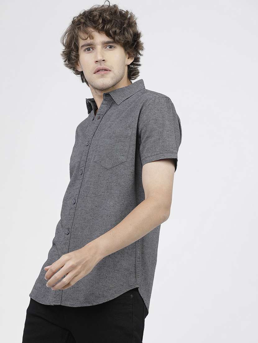 men short sleeved solid casual shirt - 21487799 -  Standard Image - 1