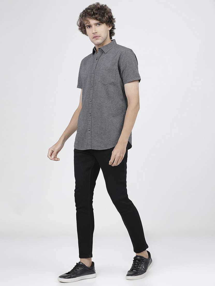 men short sleeved solid casual shirt - 21487799 -  Standard Image - 4