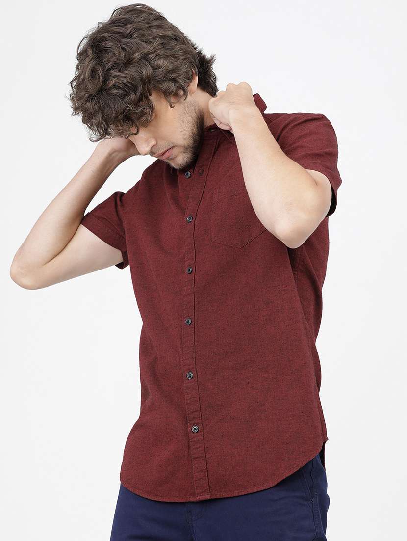 men short sleeved solid casual shirt - 21487801 -  Standard Image - 1