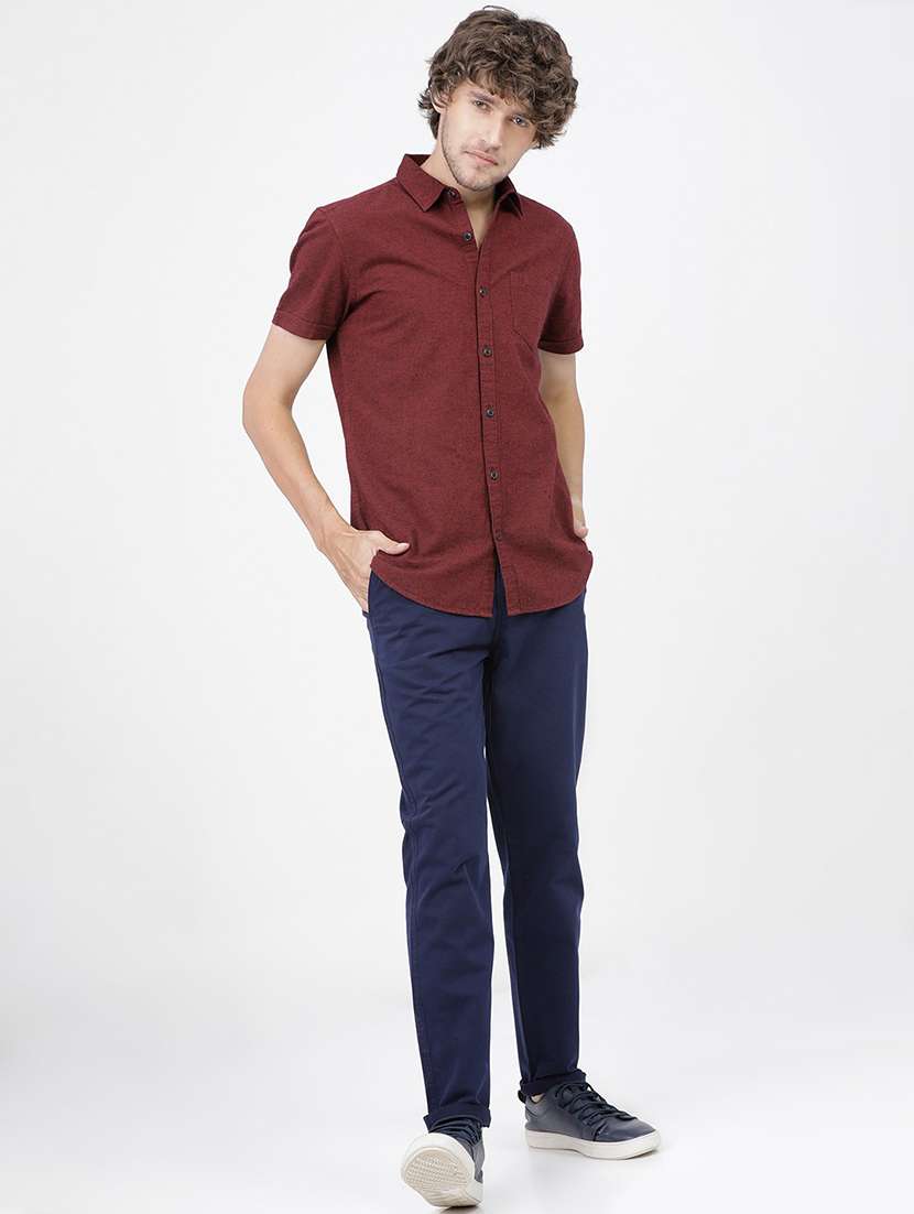 men short sleeved solid casual shirt - 21487801 -  Standard Image - 4