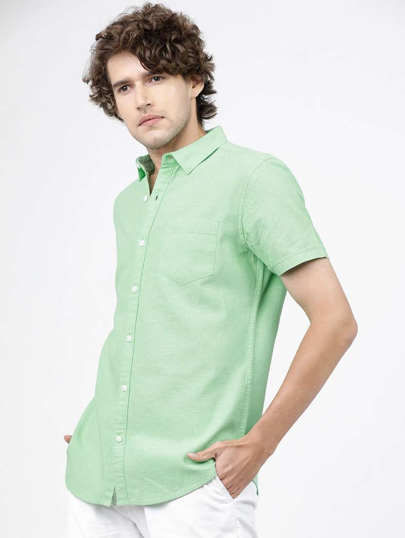 men short sleeved solid casual shirt - 21487804 -  Standard Image - 1