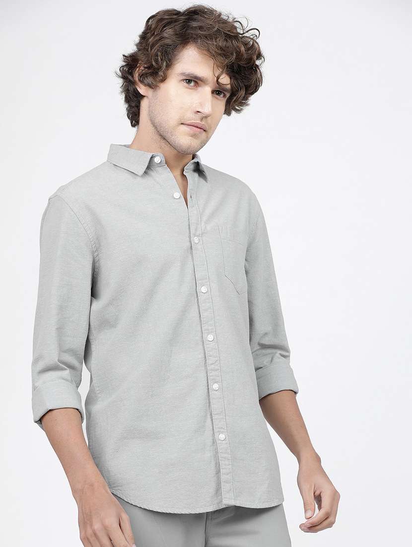 men solid collared casual wear shirt - 21487808 -  Standard Image - 1