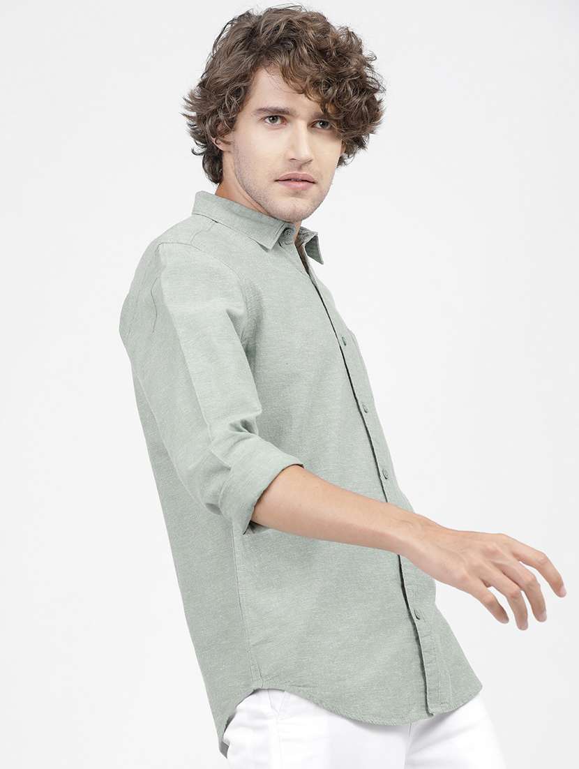 men solid collared casual wear shirt - 21487809 -  Standard Image - 1