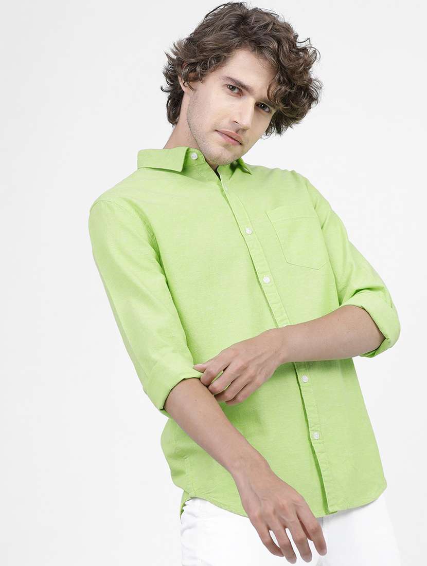 men solid collared casual wear shirt - 21487821 -  Standard Image - 1