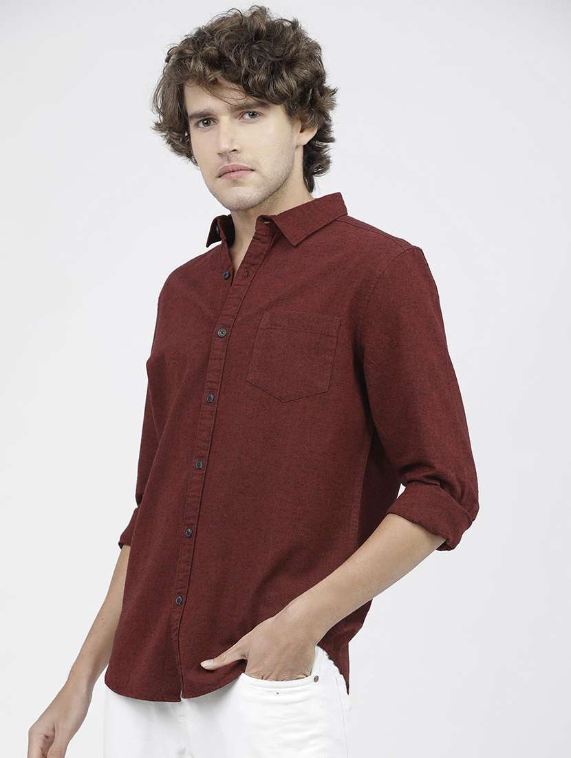 men solid collared casual wear shirt - 21487829 -  Standard Image - 1
