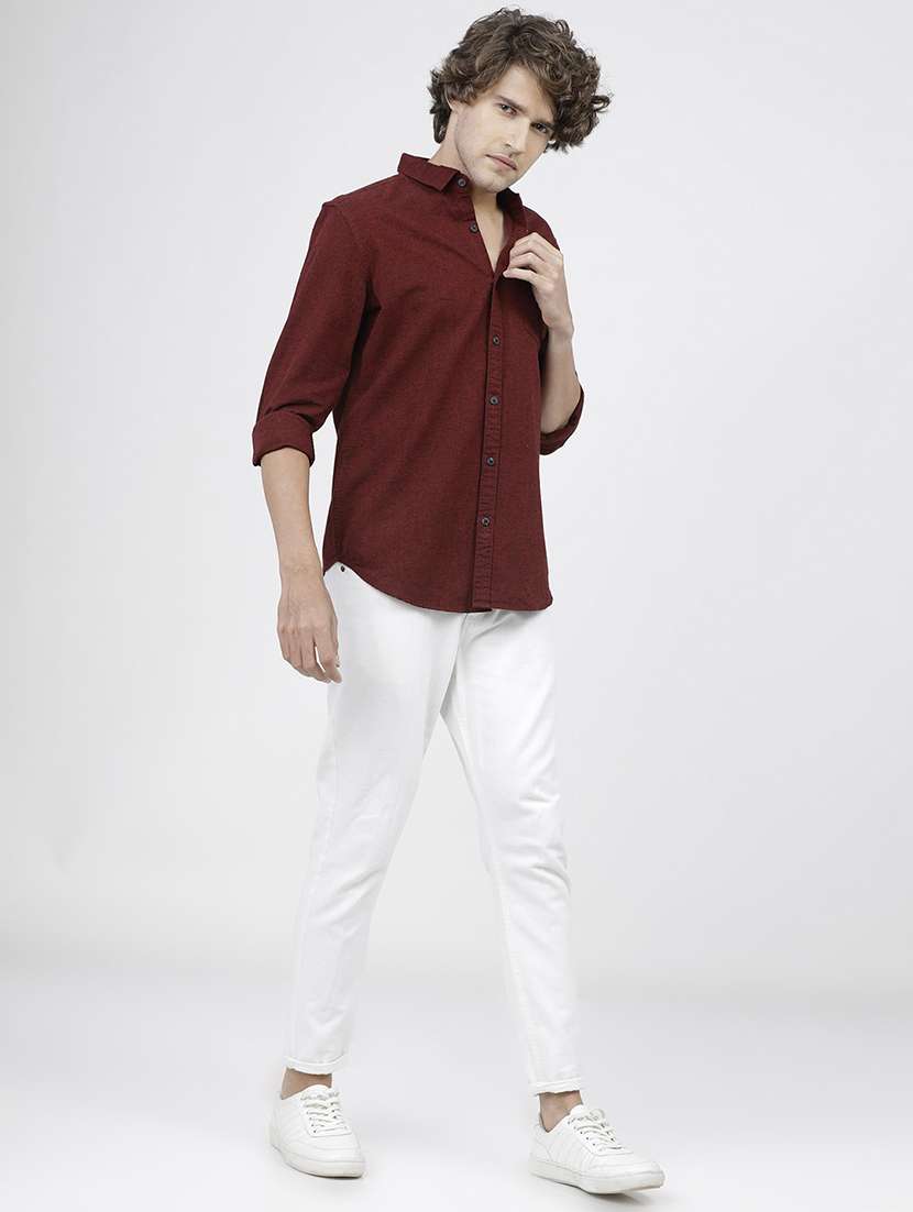men solid collared casual wear shirt - 21487829 -  Standard Image - 4