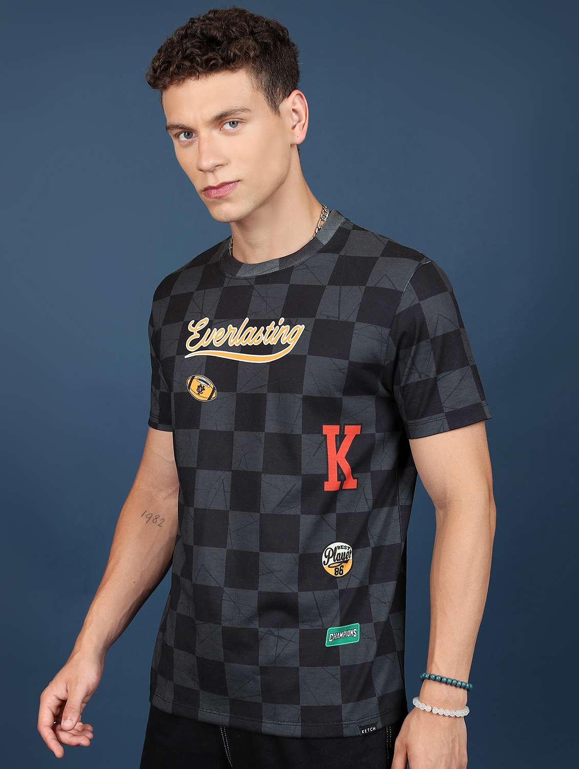 men black cotton blend all over print t-shirt - 21487832 -  Standard Image - 1