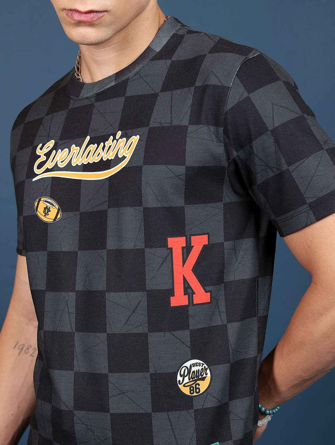 men black cotton blend all over print t-shirt - 21487832 -  Standard Image - 4