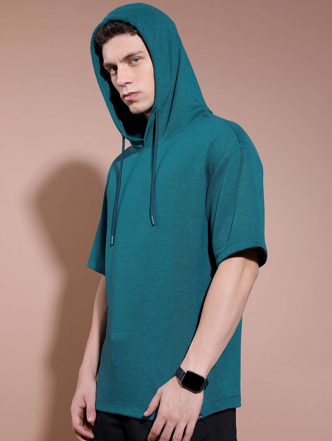 men hooded neck plain t-shirt - 21487889 -  Standard Image - 1