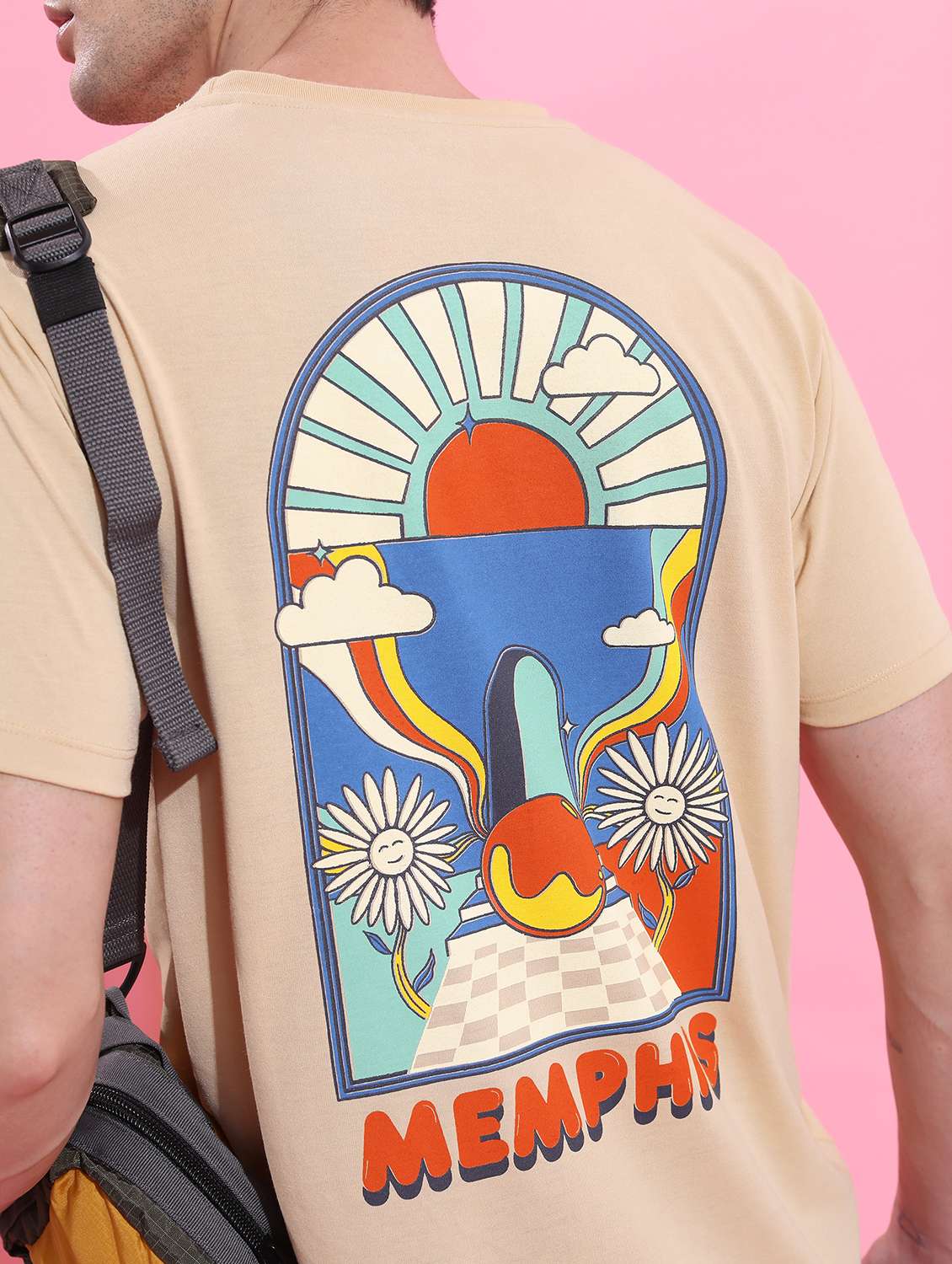 men round neck front & back print t-shirt - 21487900 -  Standard Image - 4