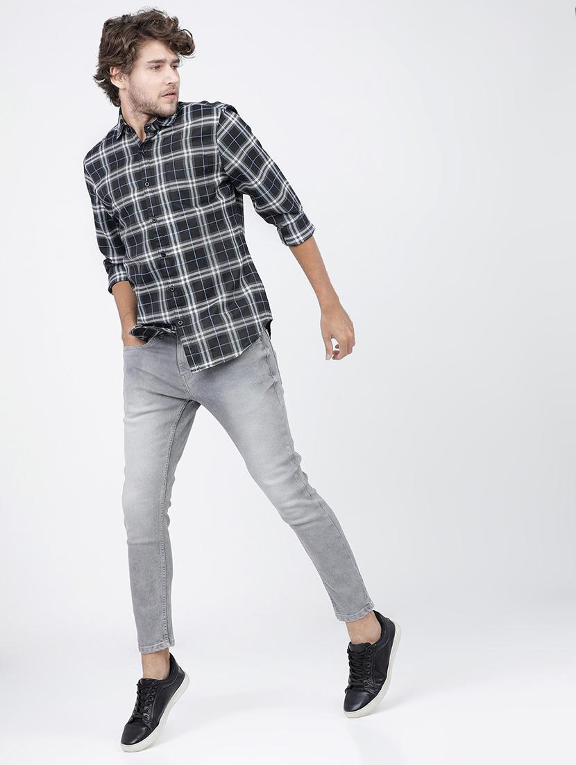 men black checkered long sleeve casual shirt - 21487918 - Standard Image - 4