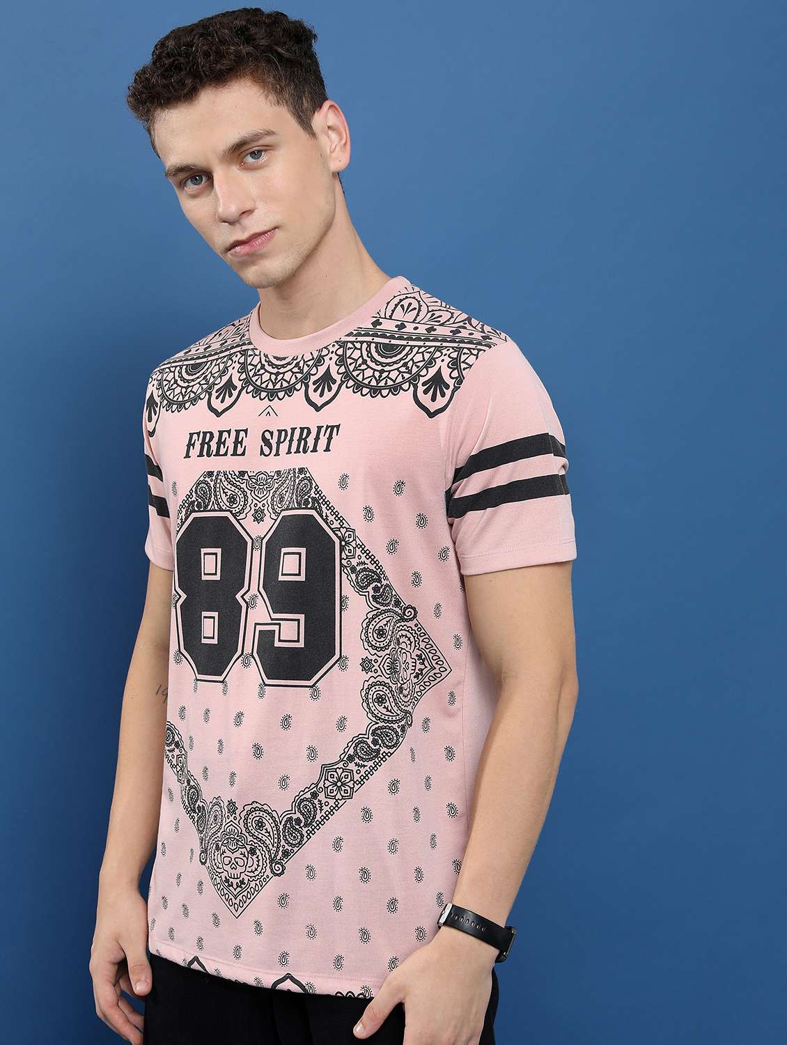 men round neck front print t-shirt - 21487931 -  Standard Image - 1