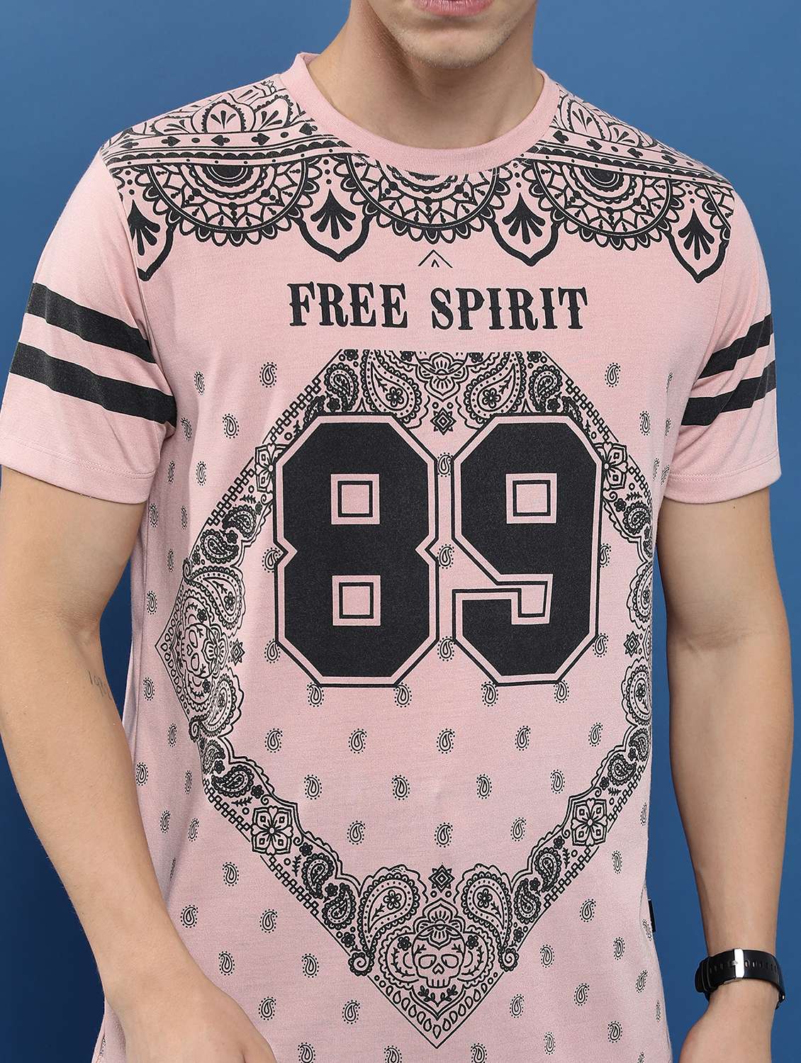 men round neck front print t-shirt - 21487931 -  Standard Image - 4