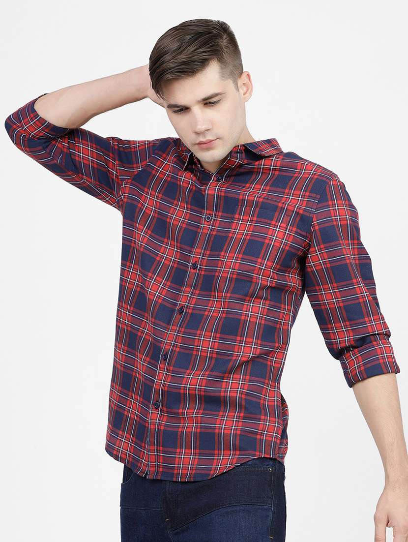 men long sleeved checkered casual shirt - 21487946 -  Standard Image - 1