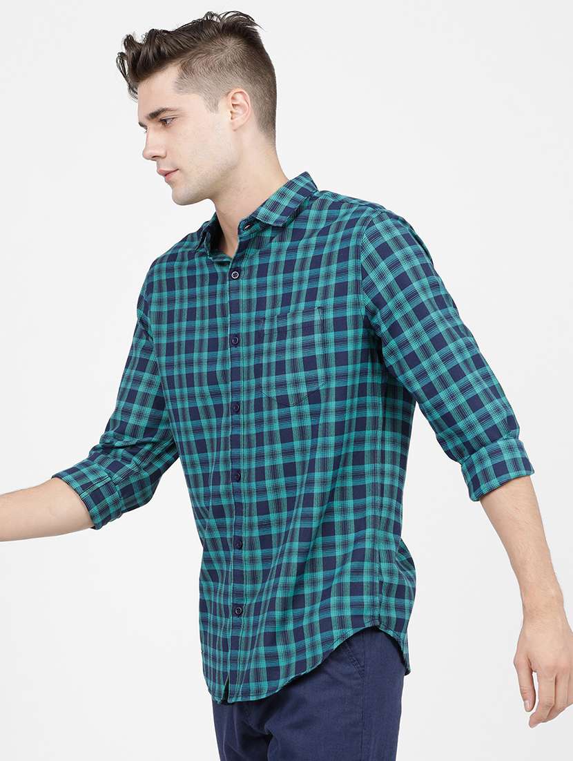 men long sleeved checkered casual shirt - 21487948 -  Standard Image - 1