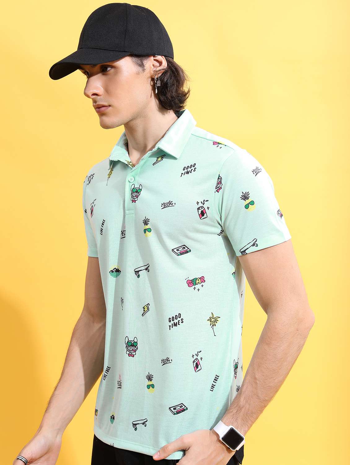 men polo neck printed t-shirt - 21487949 -  Standard Image - 1