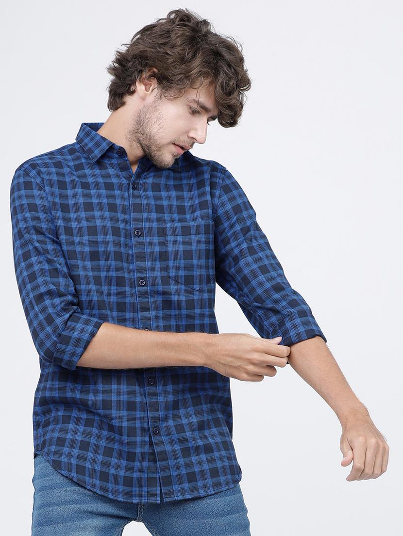 men long sleeved checkered casual shirt - 21487952 - Standard Image - 1